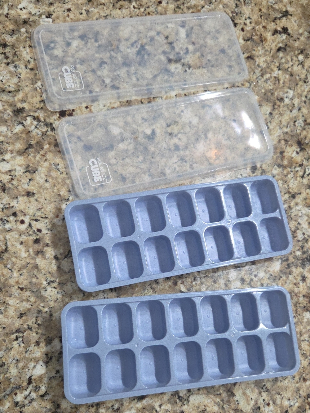 Ice Cube Tray Set with Lids - Clear & Light Gray
